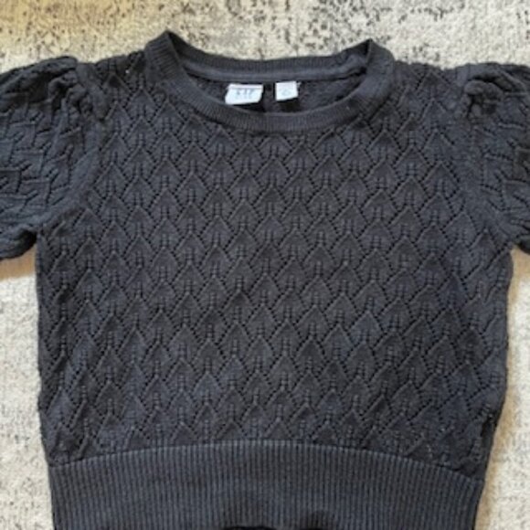 🧡3/15 GAP Puff Short Sleeve Sweater Black Kids S 6-7 - Picture 1 of 7
